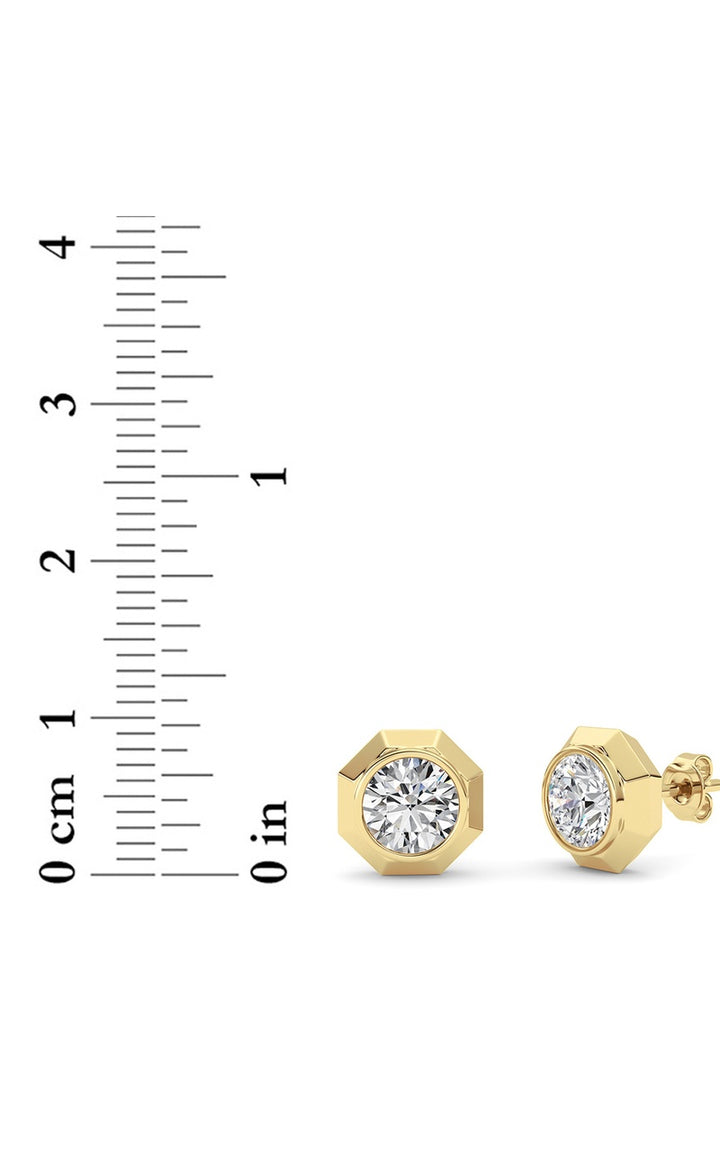 2CTW Round Shaped Lab Grown Diamond (F/VS ) Stud Earrings in 14K Gold