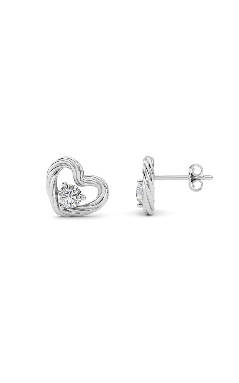 0.5Cttw Round Shaped Lab Grown Diamond (F/VS ) Heart Earrings in 14K Gold