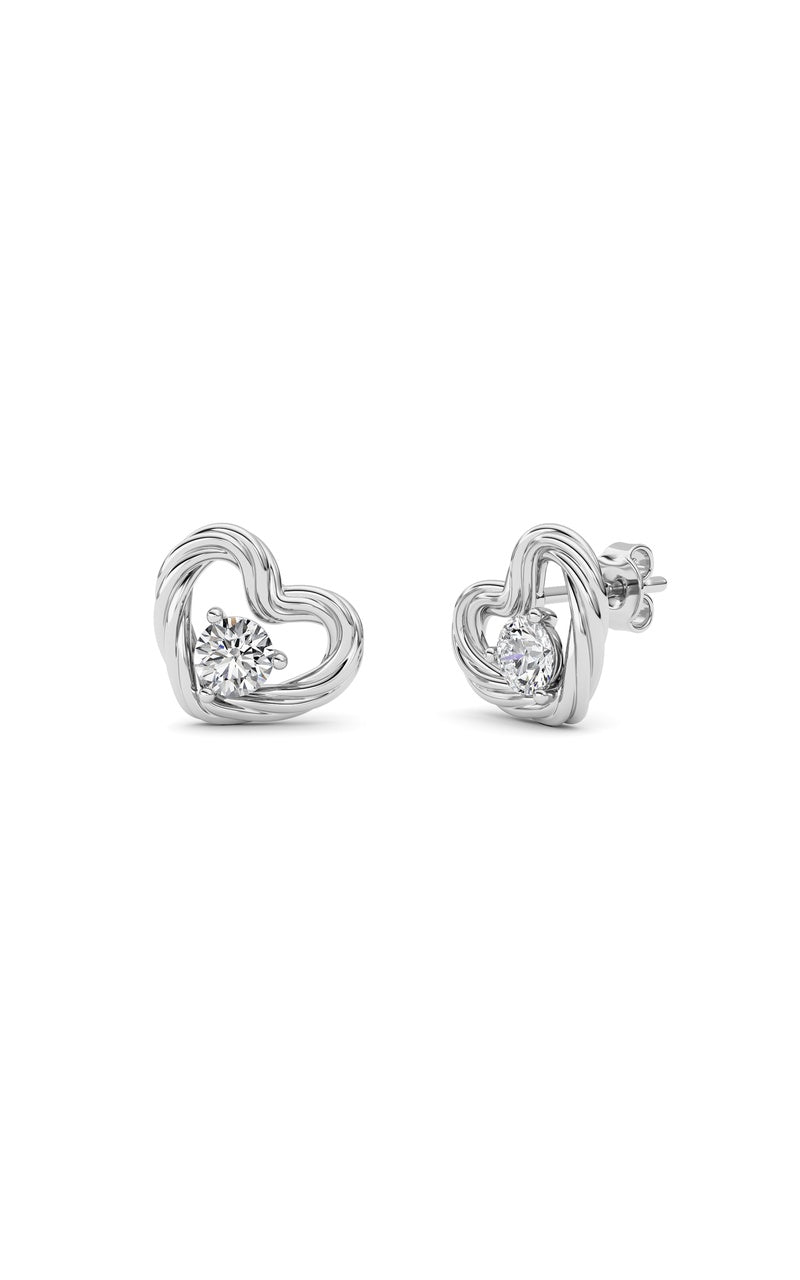 0.5Cttw Round Shaped Lab Grown Diamond (F/VS ) Heart Earrings in 14K Gold