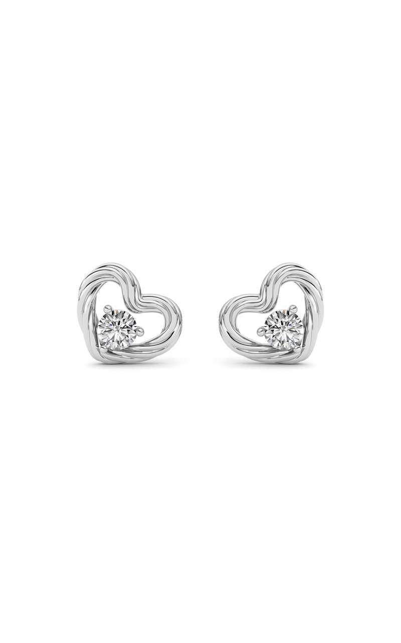0.5Cttw Round Shaped Lab Grown Diamond (F/VS ) Heart Earrings in 14K Gold