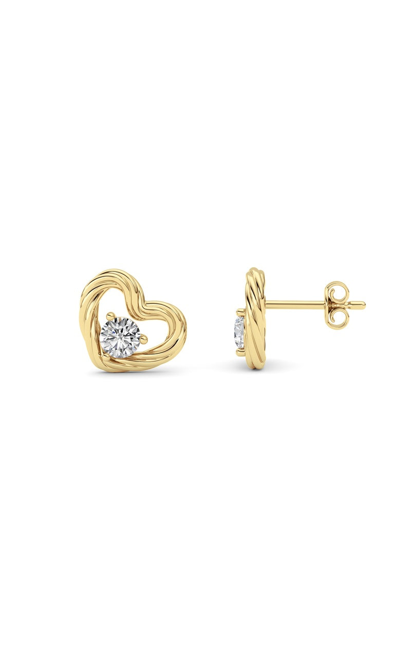 0.5Cttw Round Shaped Lab Grown Diamond (F/VS ) Heart Earrings in 14K Gold
