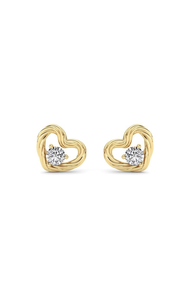 0.5Cttw Round Shaped Lab Grown Diamond (F/VS ) Heart Earrings in 14K Gold