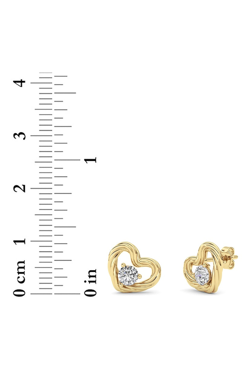 0.5Cttw Round Shaped Lab Grown Diamond (F/VS ) Heart Earrings in 14K Gold