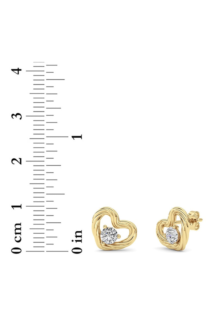 0.5Cttw Round Shaped Lab Grown Diamond (F/VS ) Heart Earrings in 14K Gold