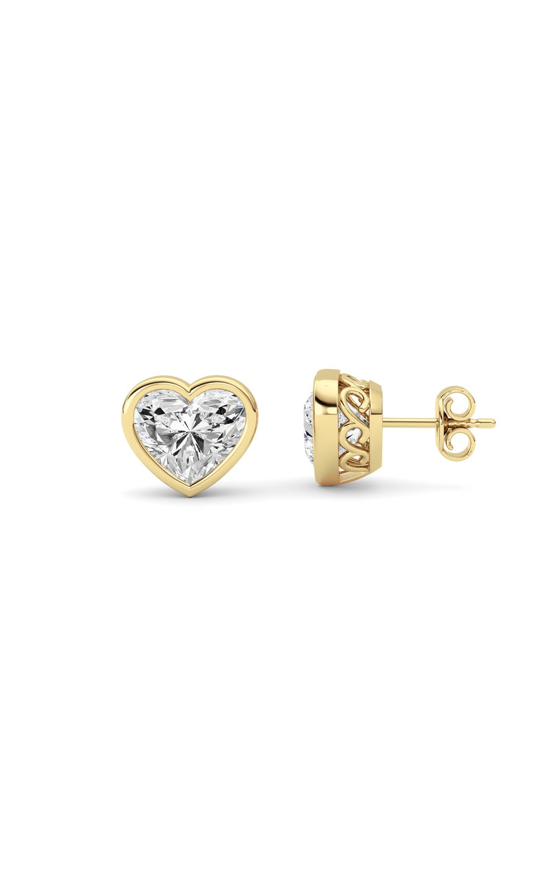 6CTW Heart Shaped Lab Grown Diamond (F/VS ) Stud Earrings in 14K Gold