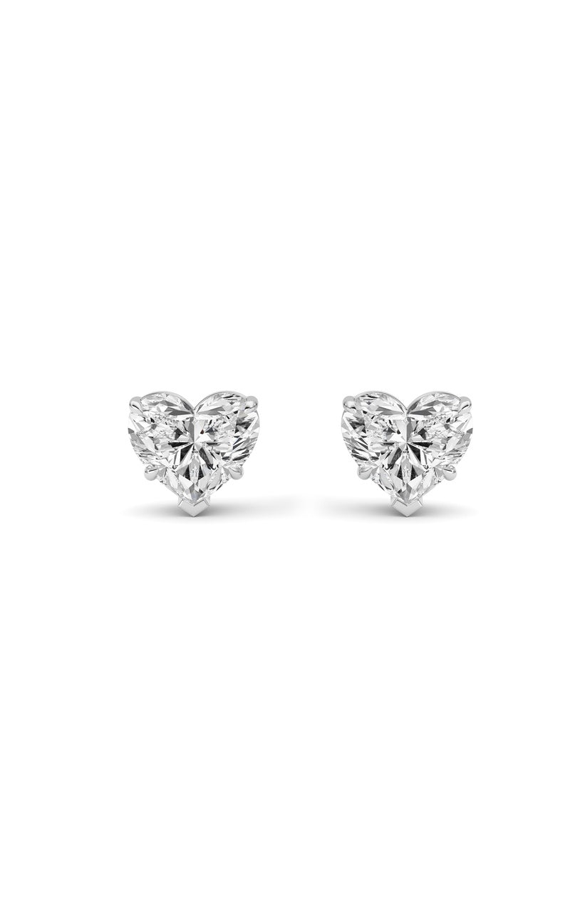 8CTW Heart Shaped Lab Grown Diamond (F/VS ) Stud Earrings in 14K Gold
