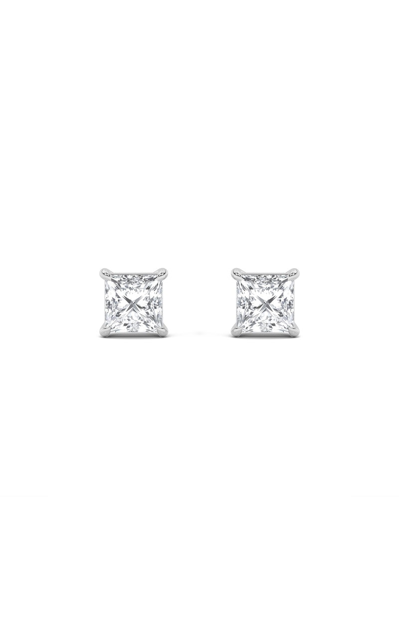 2CTW Princess Shaped Lab Grown Diamond (F/VS) Stud Earrings in 14K Gold