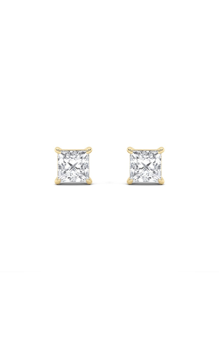 3Cttw Round Shaped Lab Grown Diamond 4 Prong Stud Earrings in 14K Gold (F/VS)