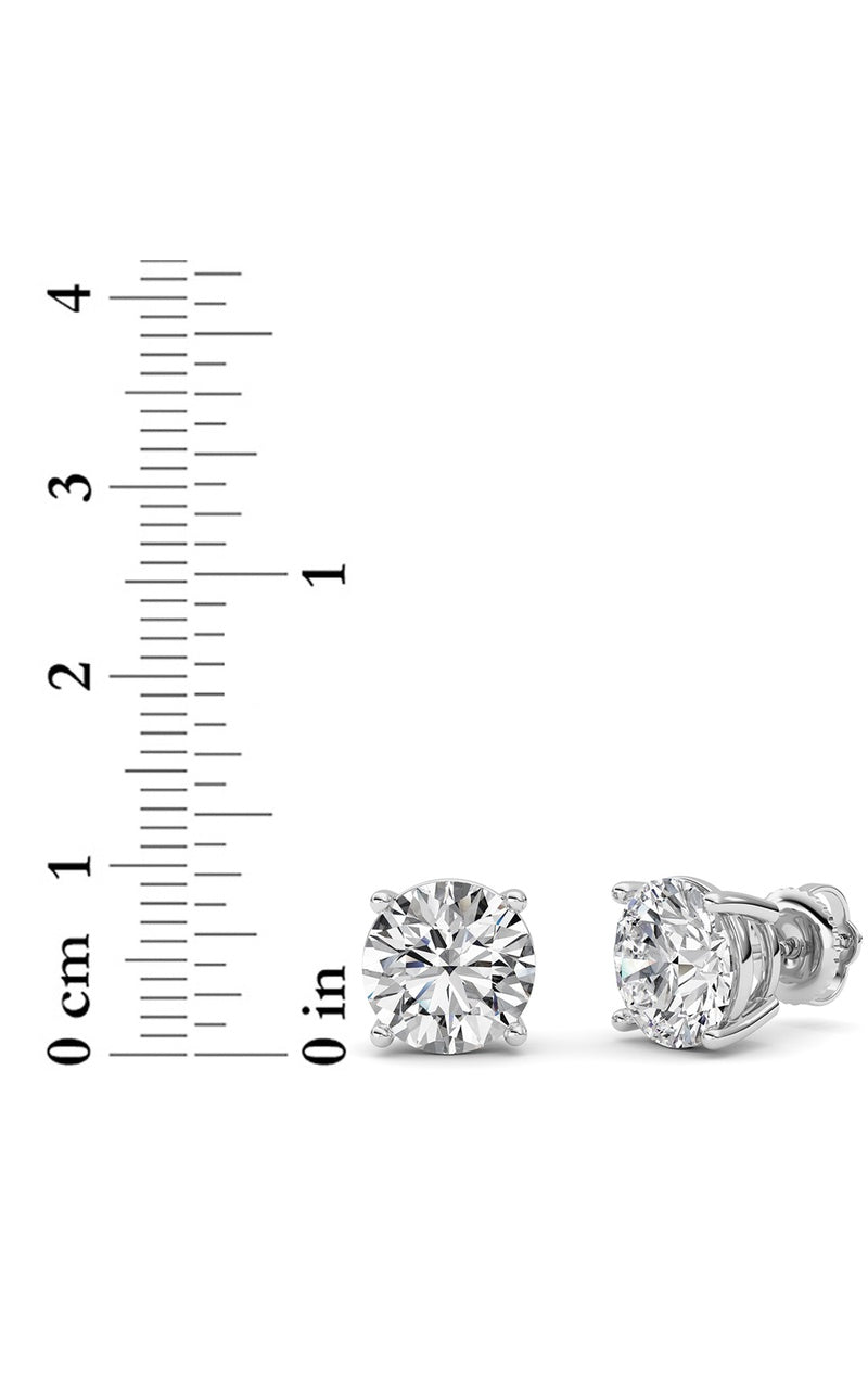 6Cttw Round Shaped Lab Grown Diamond (F/VS) Stud Earrings in 14K White Gold
