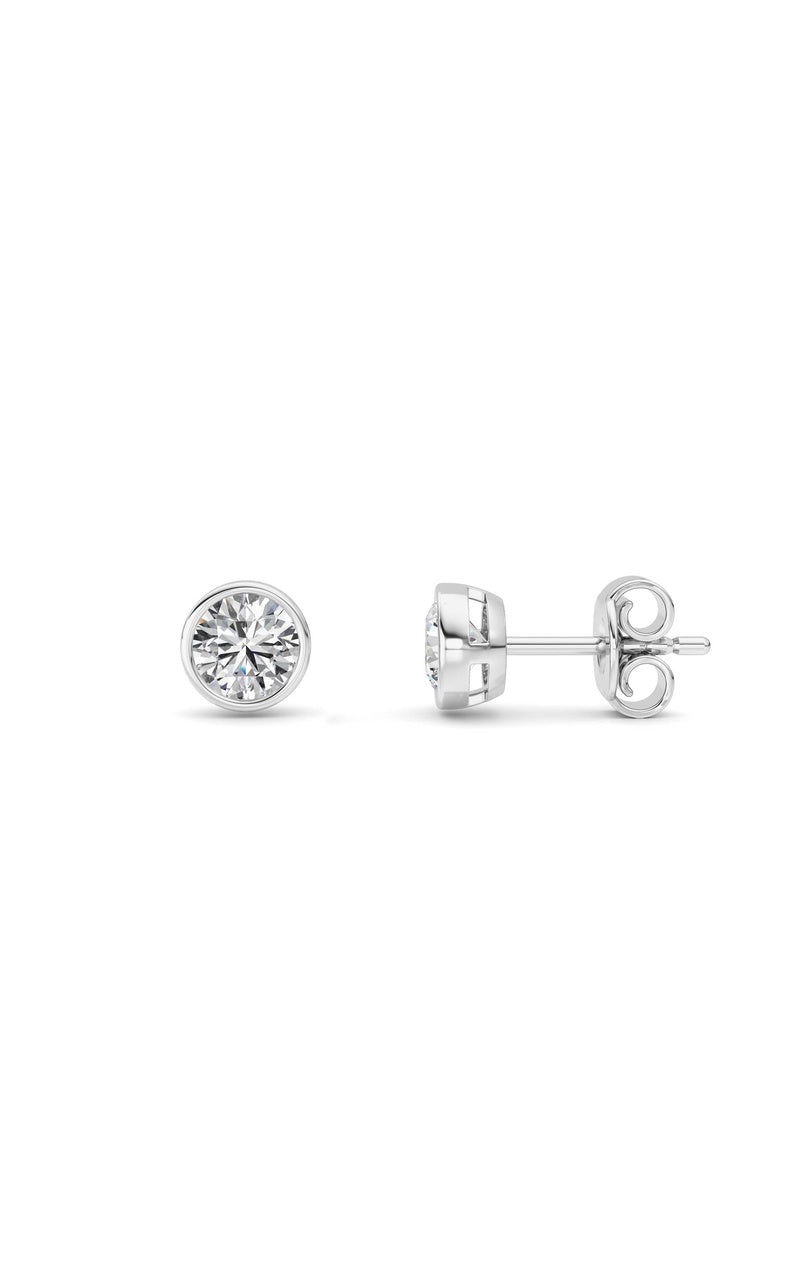 1CTW Round Shaped Lab Grown Diamond (F/VS) Bezel Set Earrings in 14K Gold