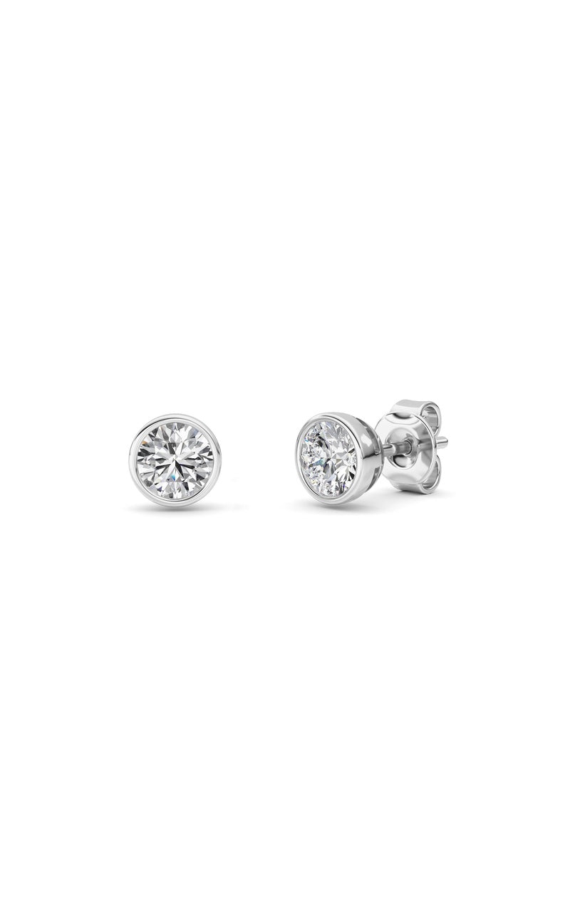 1Cttw Round Shaped Lab Grown Diamond (F/VS) BezelSet Earrings in 14K Gold
