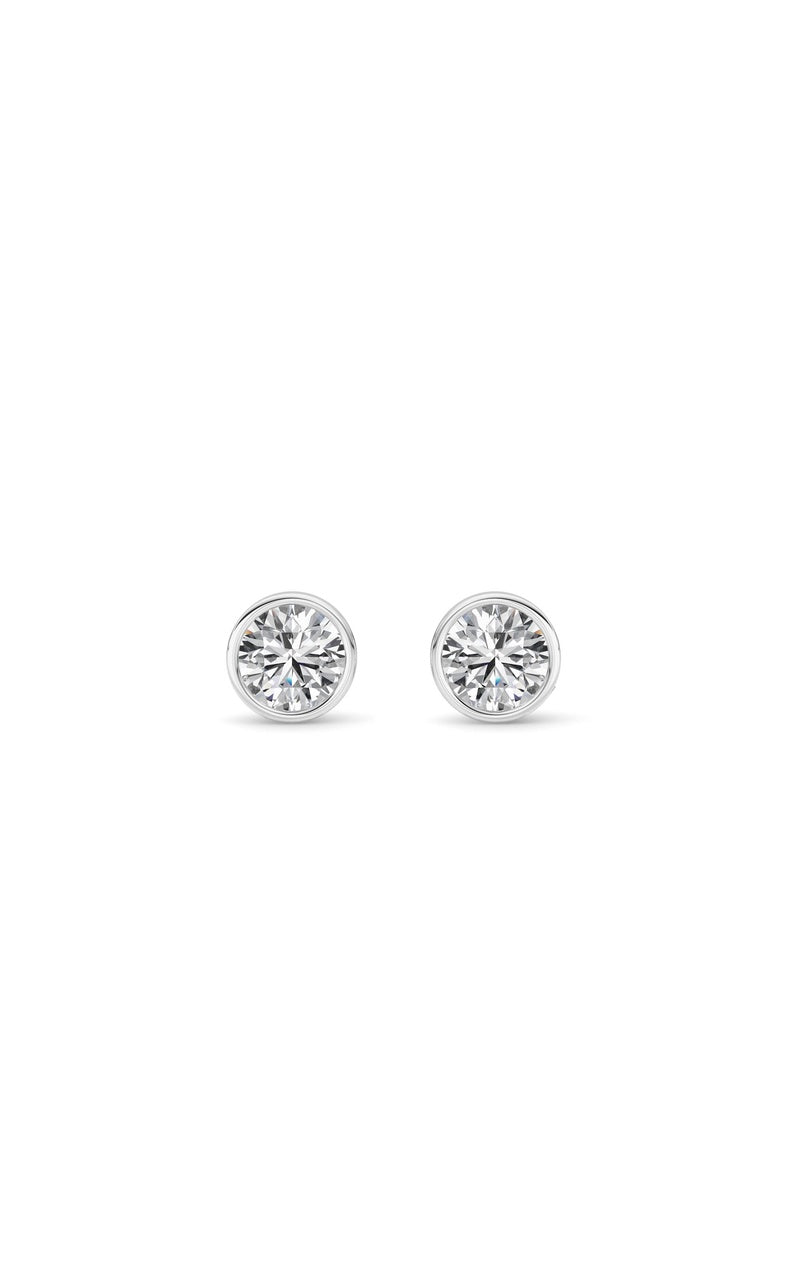 1CTW Round Shaped Lab Grown Diamond (F/VS) Bezel Set Earrings in 14K Gold