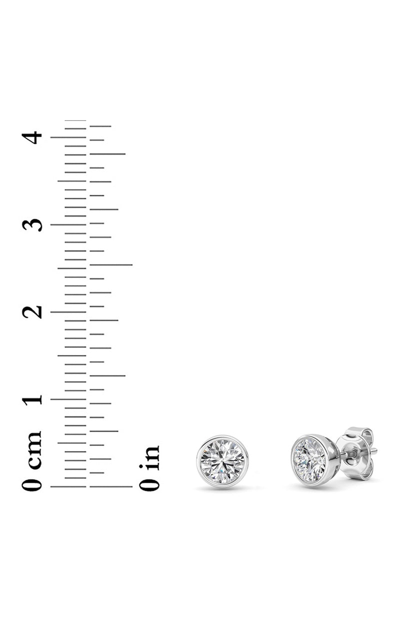 1Cttw Round Shaped Lab Grown Diamond (F/VS) BezelSet Earrings in 14K Gold