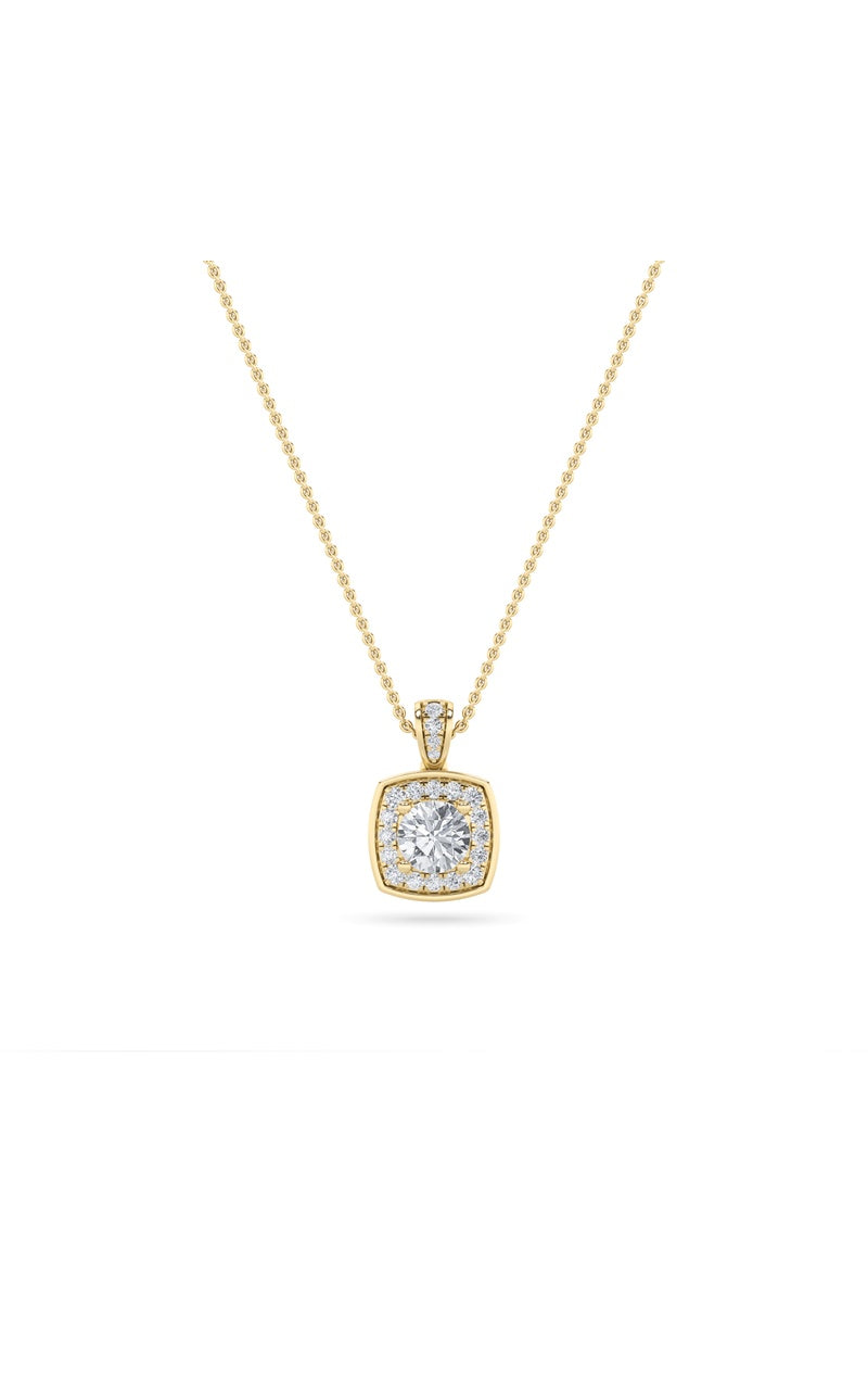 0.75Cttw Round Shaped Lab Grown Diamond (F/VS) Halo Pendant in 14K Gold