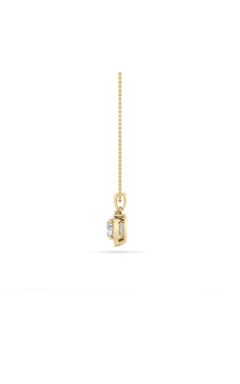 0.75CTW Round Shaped Lab Grown Diamond (F/VS) Halo Pendant in 14K Gold