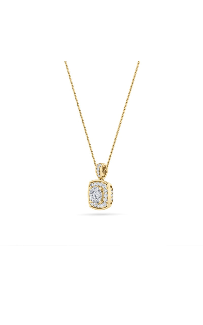 0.75Cttw Round Shaped Lab Grown Diamond (F/VS) Halo Pendant in 14K Gold