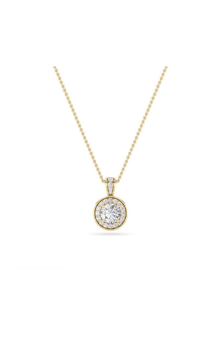 0.75Cttw Round Shaped Lab Grown Diamond (F/VS) Halo Pendant in 14K Gold