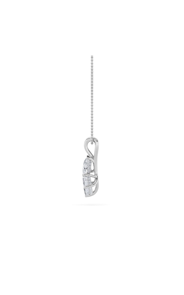 3Cttw Emerald Shaped Lab Grown Diamond (F/VS) Toi et Moi Pendant in 14K Gold