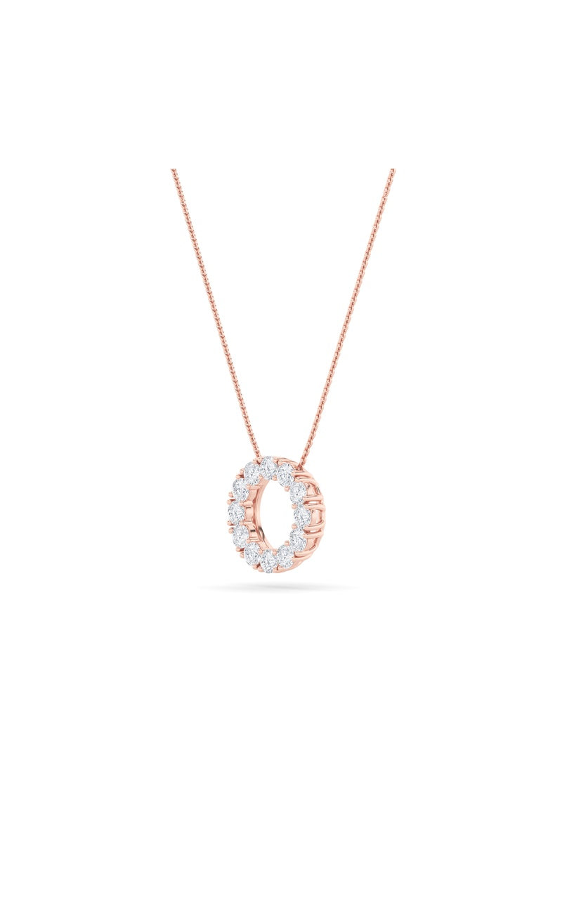 2CTW Round Shaped Lab Grown Diamond (F/VS) Circle Pendant in 14K Gold