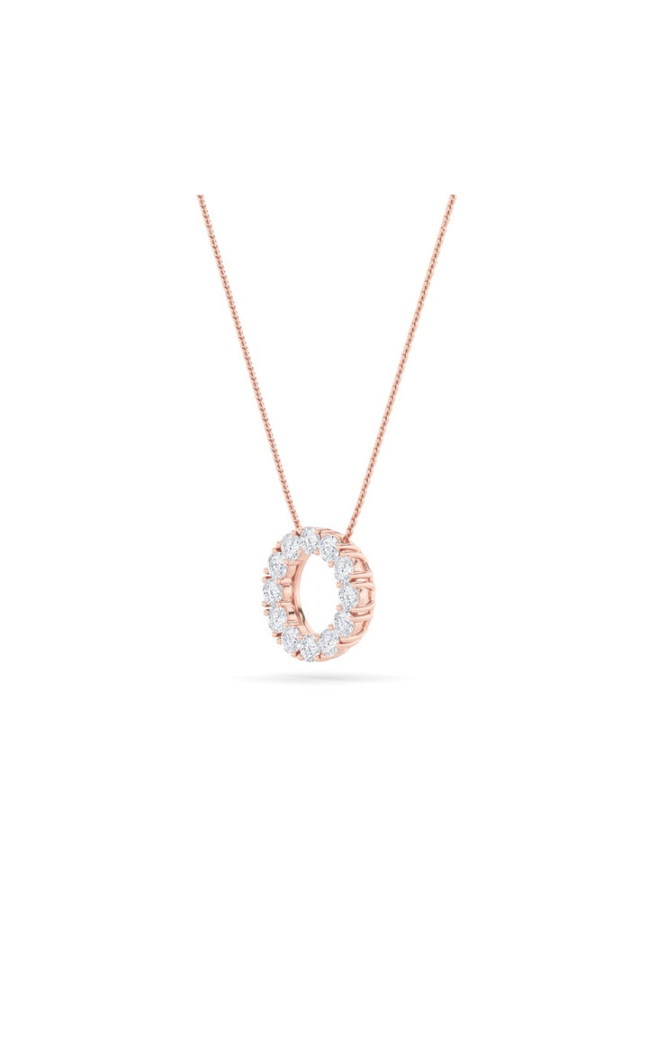 2CTW Round Shaped Lab Grown Diamond (F/VS) Circle Pendant in 14K Gold