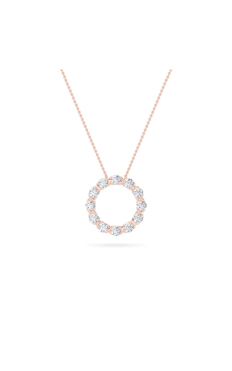 2Cttw Round Shaped Lab Grown Diamond (F/VS) CirclePendant in 14K Gold