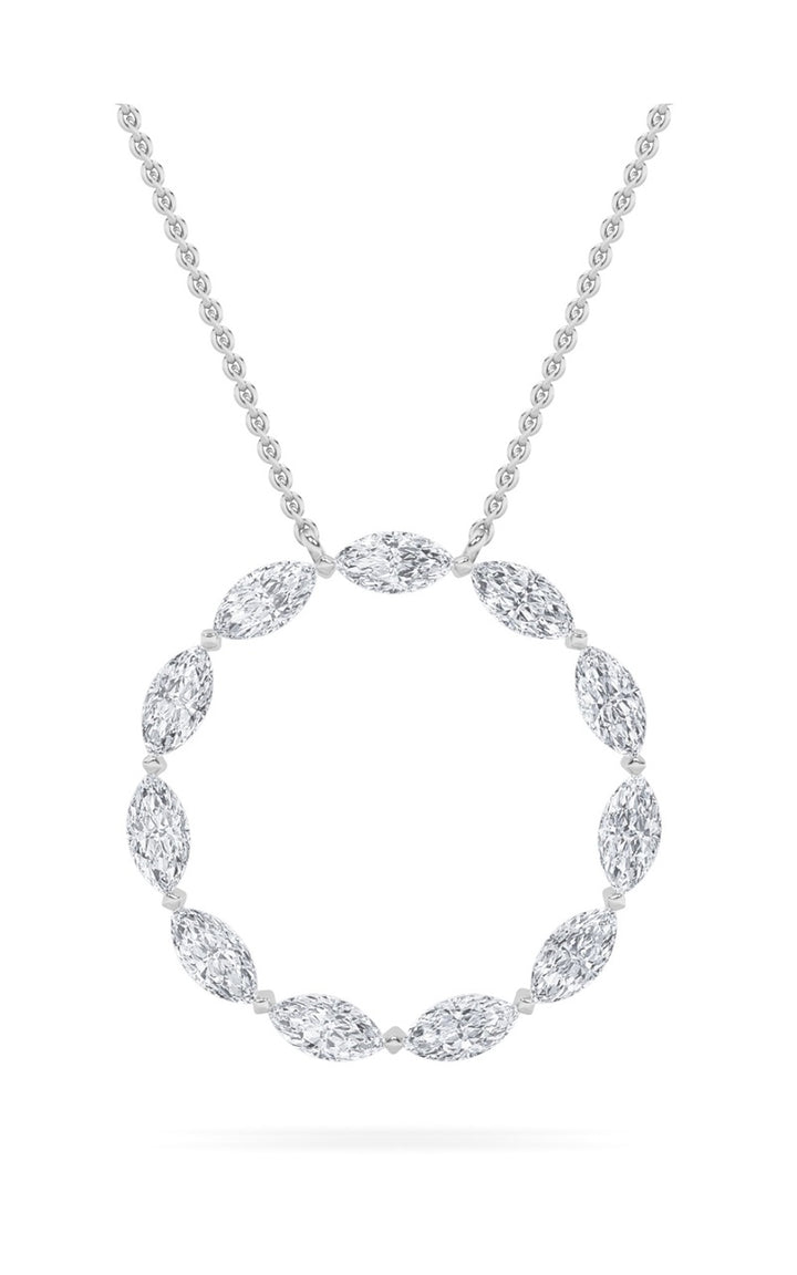 2Cttw Marquise Shaped Lab Grown Diamond (F/VS) Circle Necklace in 14K Gold