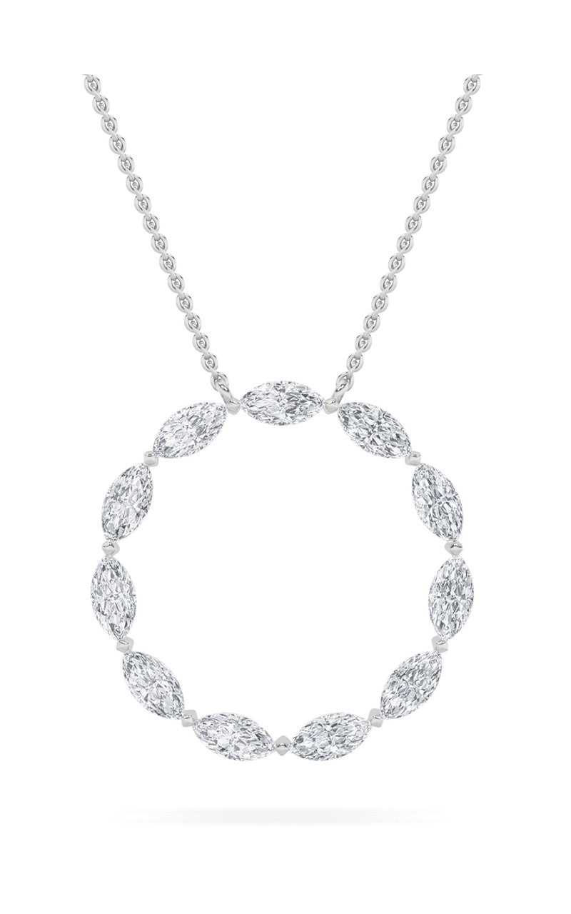 2CTW Marquise Shaped Lab Grown Diamond (F/VS) Circle Necklace in 14K Gold