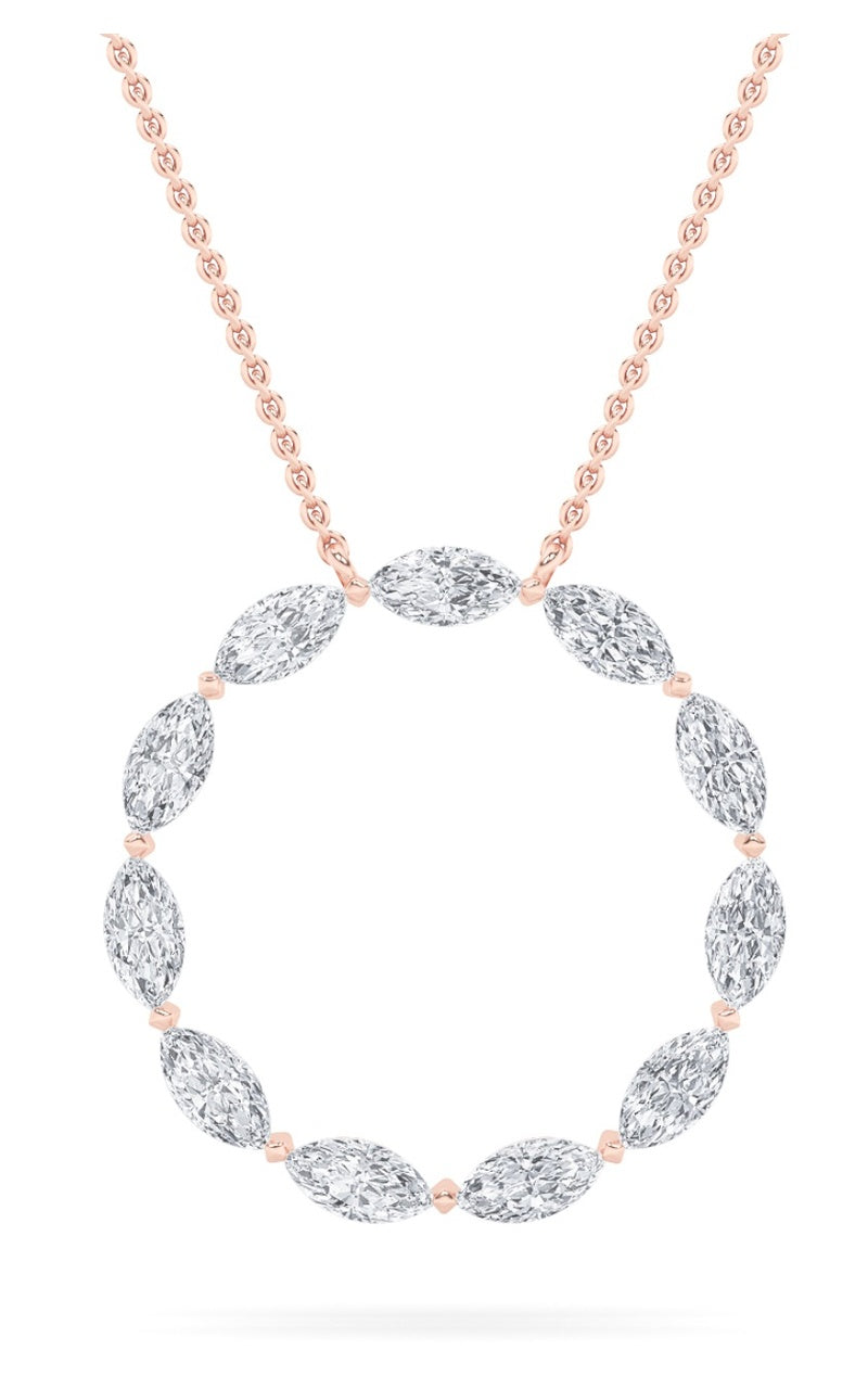 2.25Cttw Marquise Shaped Lab Grown Diamond (F/VS)Circle Necklace in 14K Gold