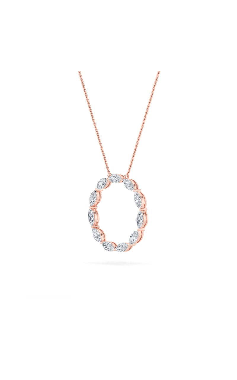 2.25Cttw Marquise Shaped Lab Grown Diamond (F/VS)Circle Necklace in 14K Gold