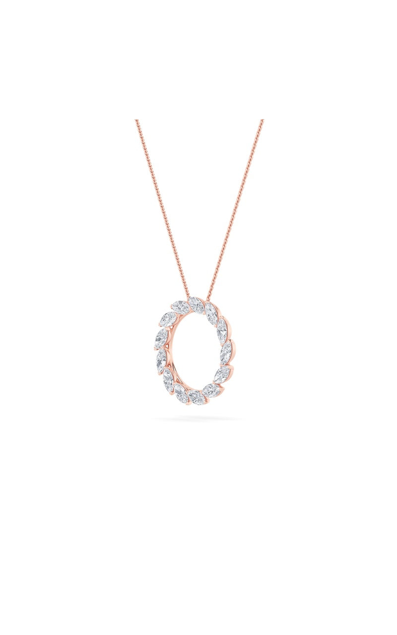 2CTW Marquise Shaped Lab Grown Diamond (F/VS) Circle Necklace in 14K Gold