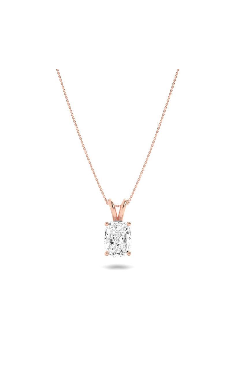 1Cttw Elongated Cushion Shaped Lab Grown Diamond (F/VS) Split Bale Solitaire Pendant in 14K Gold