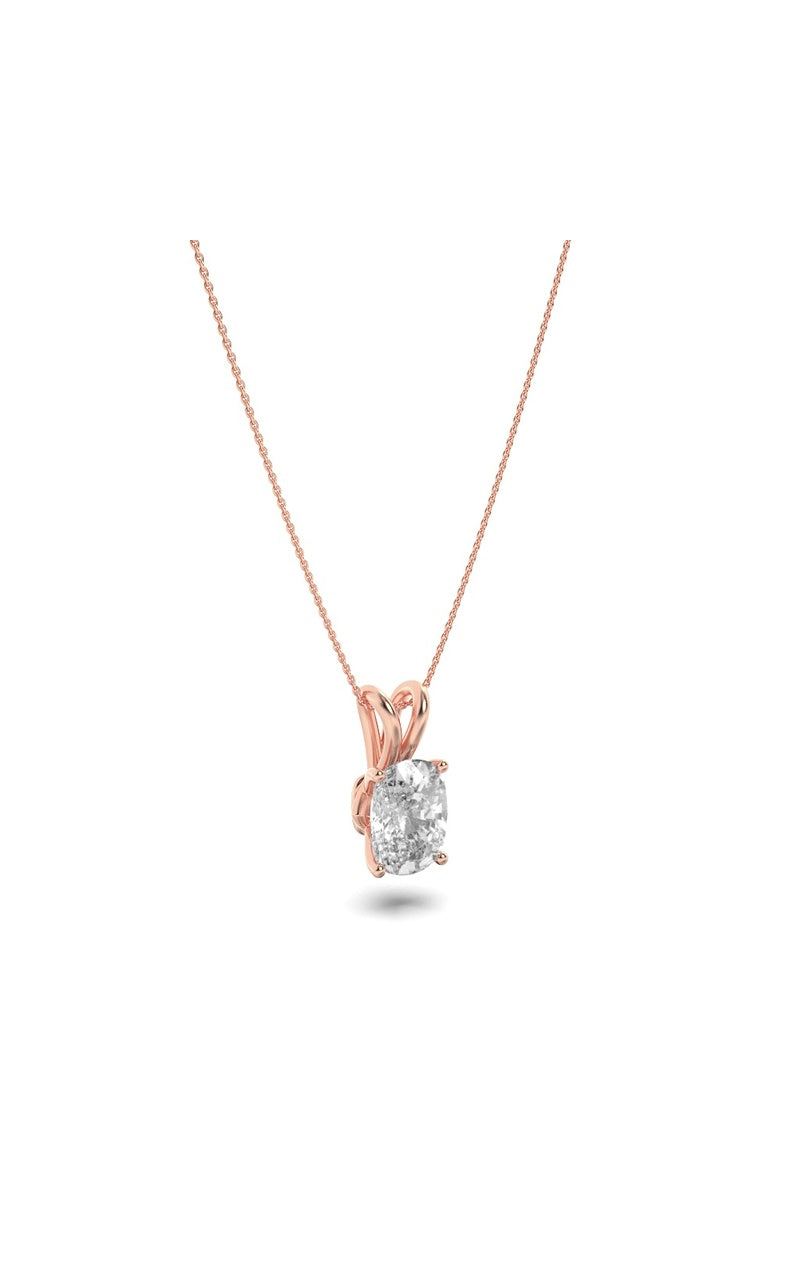 1CTW Elongated Cushion Shaped Lab Grown Diamond (F/VS) Split Bale Solitaire Pendant in 14K Gold
