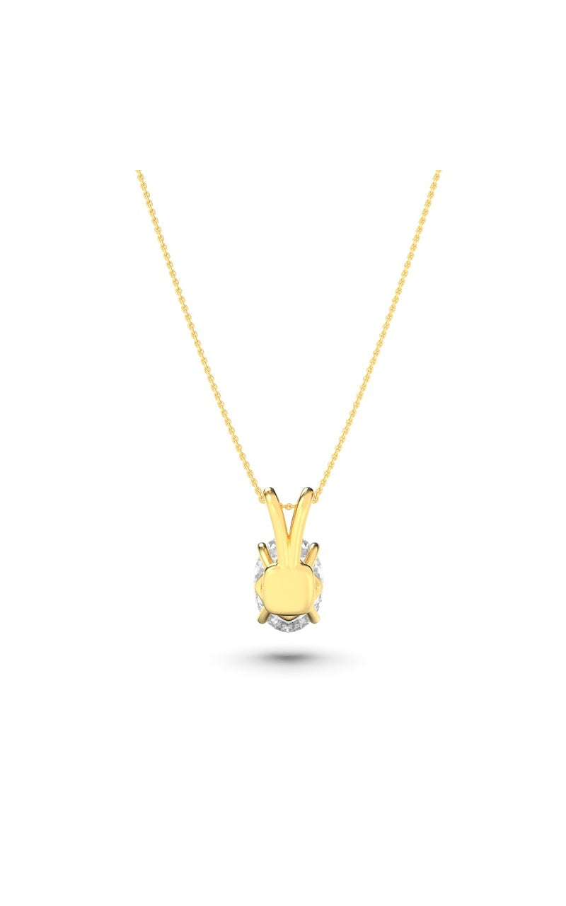 3CTW Oval Shaped Lab Grown Diamond (F/VS) Split Bale Solitaire Pendant in 14K Gold