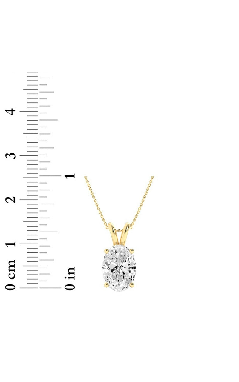 3CTW Oval Shaped Lab Grown Diamond (F/VS) Split Bale Solitaire Pendant in 14K Gold