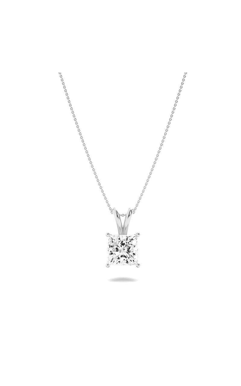 1CTW Princess Shaped Lab Grown Diamond (F/VS) Split Bale Solitaire Pendant in 14K Gold
