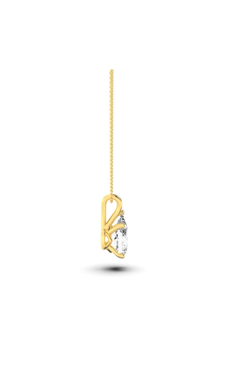 3Cttw Pear Shaped Lab Grown Diamond (F/VS) Split Bale Solitaire Pendant in 14K Gold