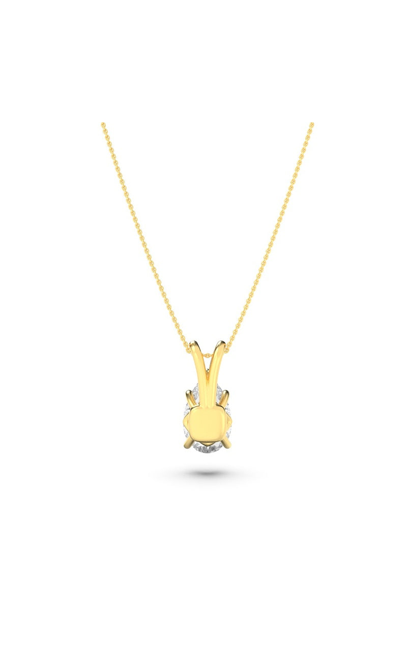 3CTW Pear Shaped Lab Grown Diamond (F/VS) Split Bale Solitaire Pendant in 14K Gold