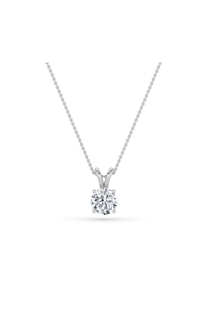 1Cttw Round Shaped Lab Grown Diamond (F/VS) SplitBale Solitaire Pendant in 14K Gold