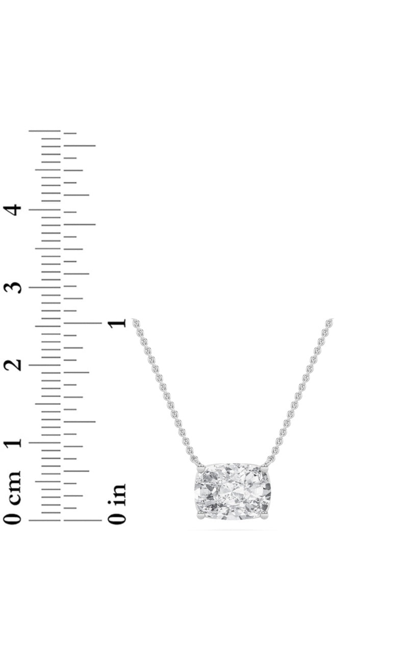 3CTW Elongated Cushion Shaped Lab Grown Diamond (F/VS) East West Solitaire Necklace in 14K Gold