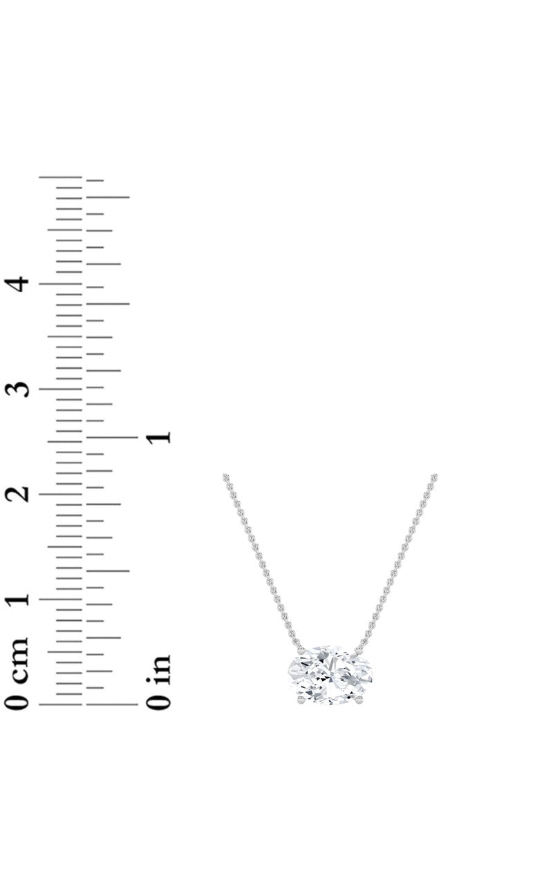 1Cttw Oval Shaped Lab Grown Diamond (F/VS) East West Solitaire Necklace in 14K Gold