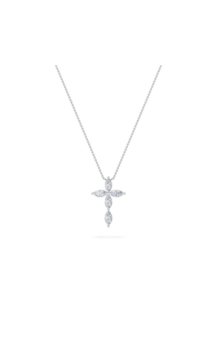 1.5Cttw Marquise Shaped Lab Grown Diamond (F/VS) Cross Pendant in 14K Gold