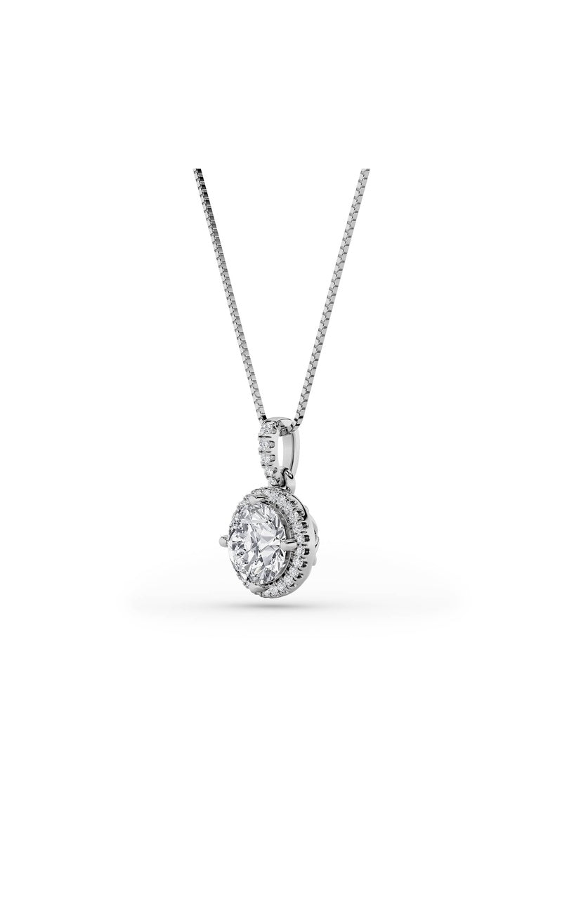 1.5CTW Round Shaped Lab Grown Diamond (F/VS) Halo Pendant in 14K Gold