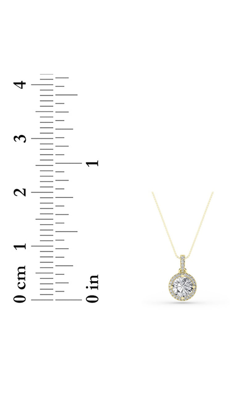 1.5Cttw Round Shaped Lab Grown Diamond (F/VS) HaloPendant in 14K Gold