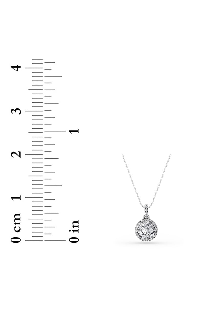 2Cttw Round Shaped Lab Grown Diamond (F/VS) Halo Pendant in 14K Gold