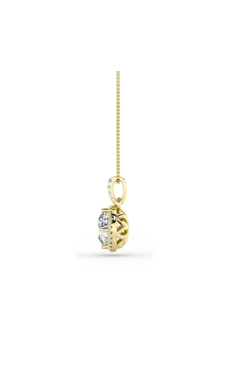 2CTW Round Shaped Lab Grown Diamond (F/VS) Halo Pendant in 14K Gold