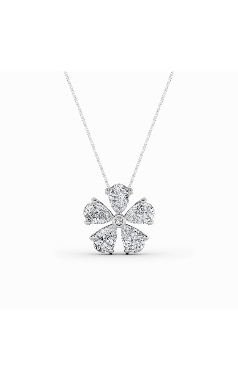 1.5Cttw Pear Shaped Lab Grown Diamond (F/VS) Floral Pendant in 14K Gold