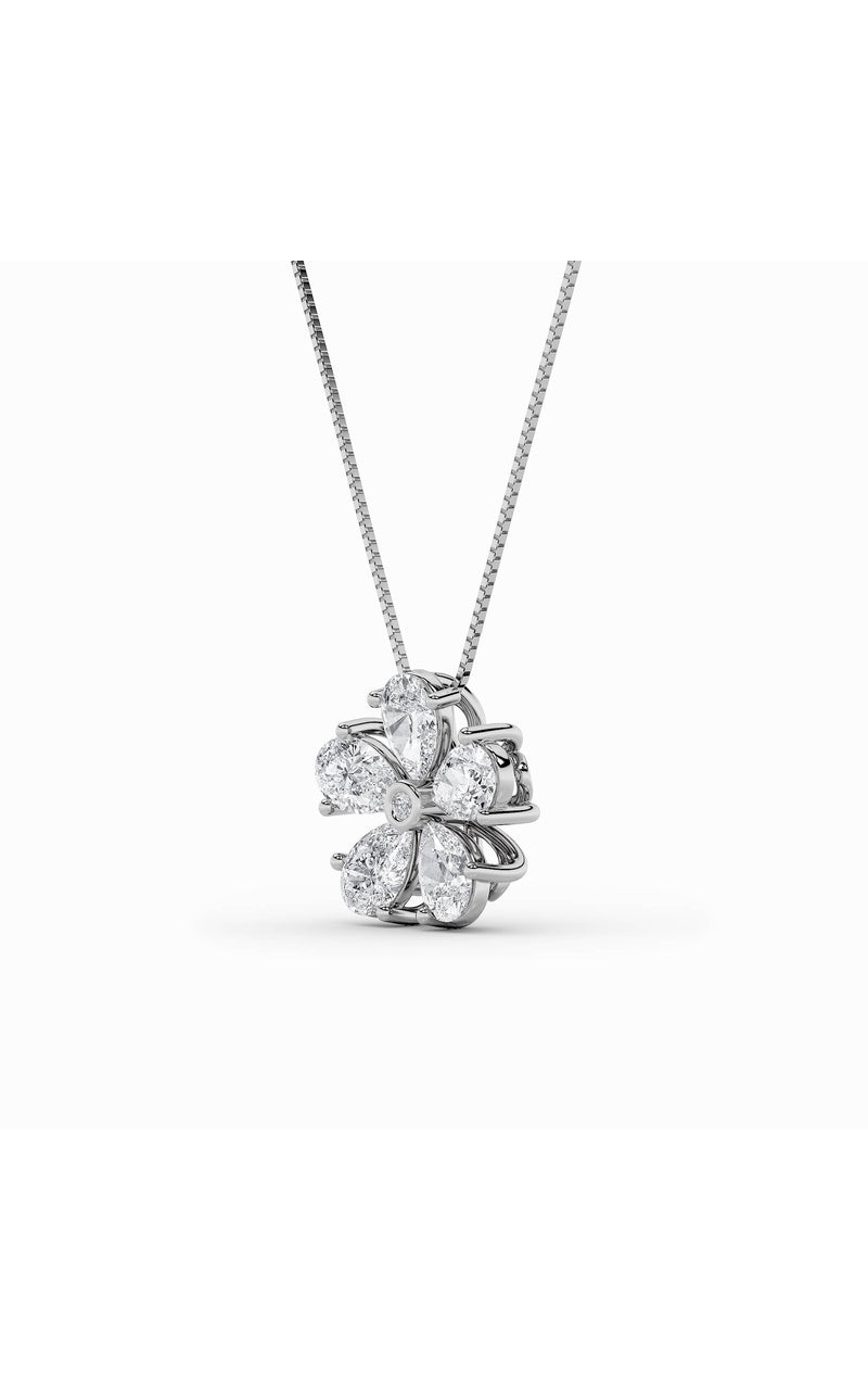 1.5CTW Pear Shaped Lab Grown Diamond (F/VS) Floral Pendant in 14K Gold