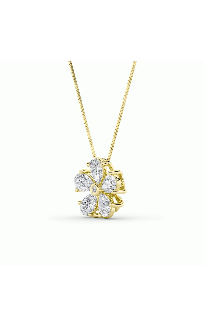 1.5Cttw Pear Shaped Lab Grown Diamond (F/VS) Floral Pendant in 14K Gold
