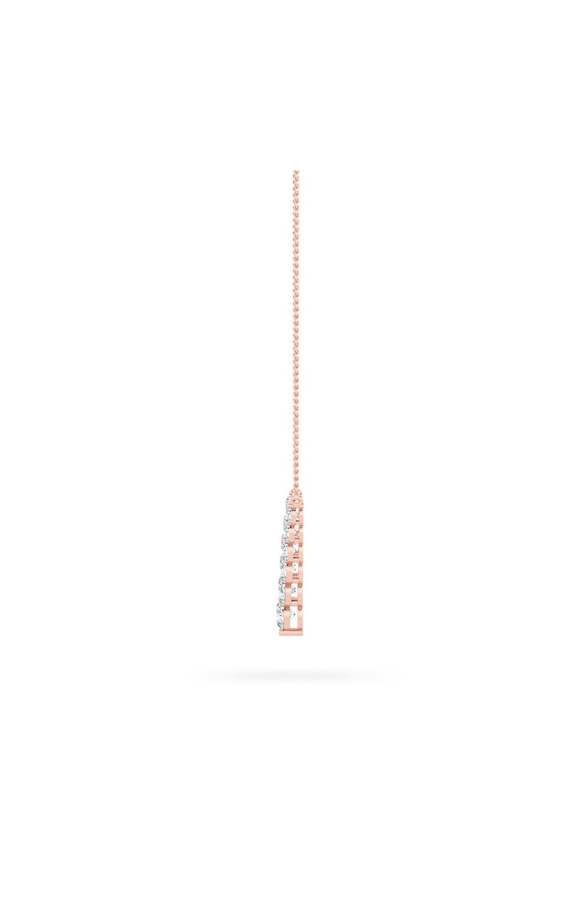 5Cttw Round Shaped Lab Grown Diamond (F/VS) Graduating V Necklace in 14K Gold