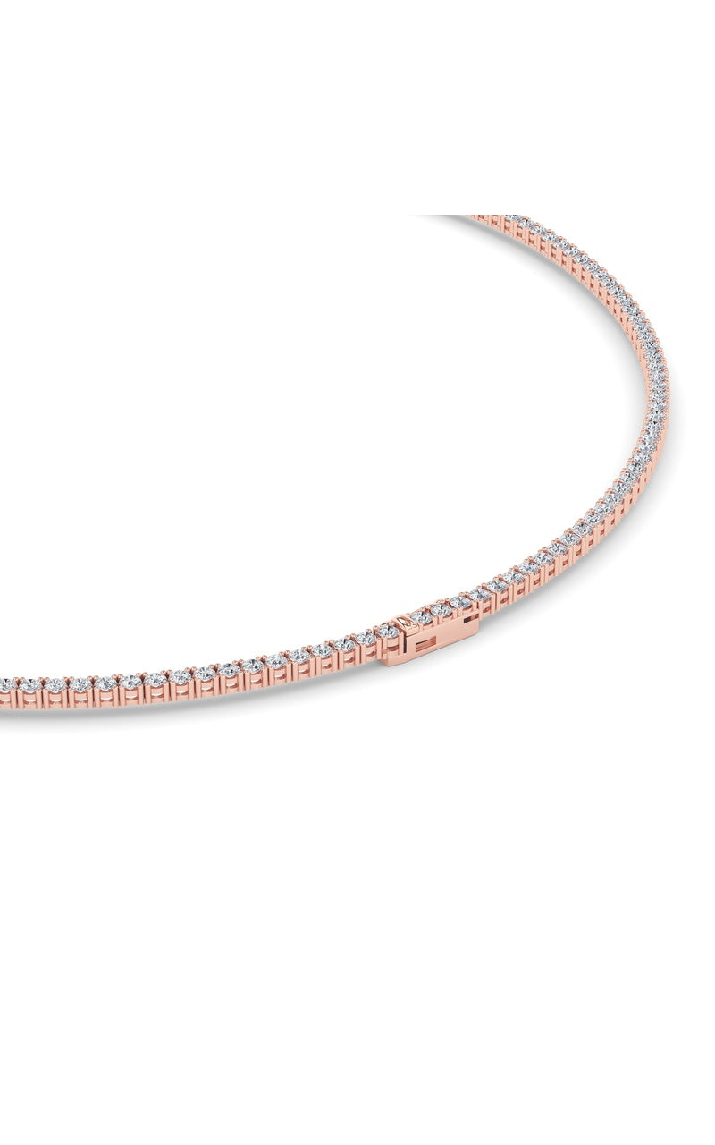 9.5Cttw Round Shaped Lab Grown Diamond (F/VS) Petite Line Necklace in 14K Gold